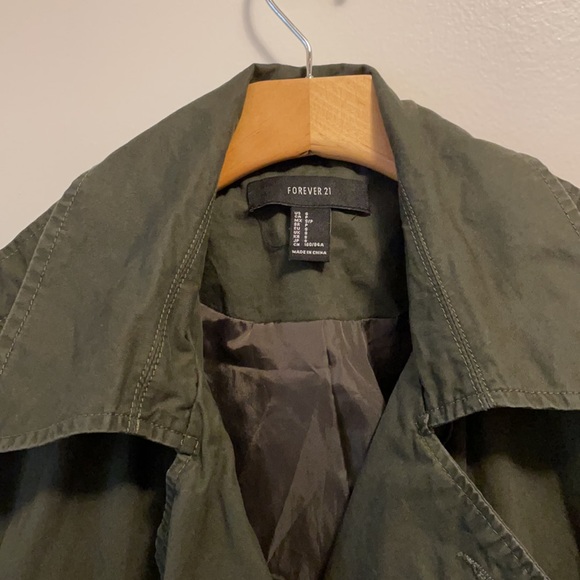 Forever 21 Hunter Green Trench Coat - Picture 4 of 4